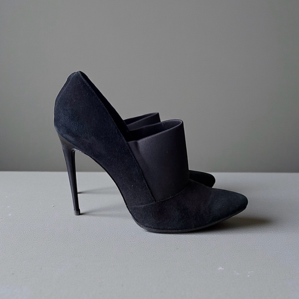 Black Suede Stiletto 8.5 4 Inch Heels Spain Made Shoes Leather European Brand - Picture 7 of 13